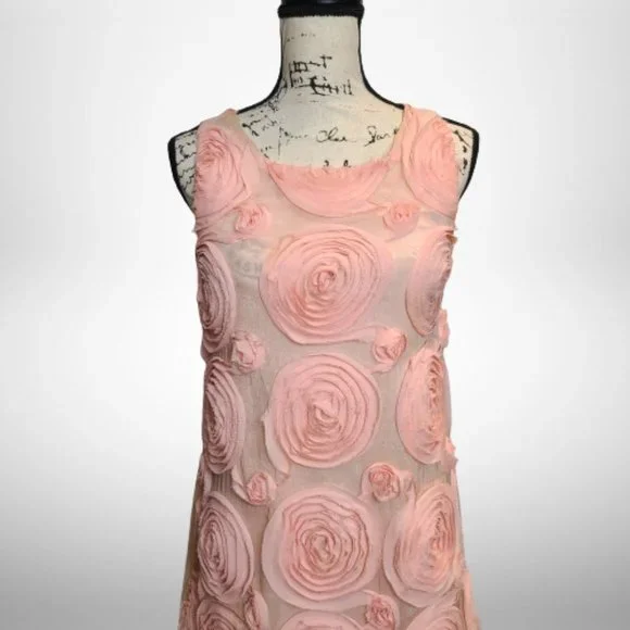Sue Wong Beautiful Pink Rosette Roses Dress - Size 6 - Picture 3 of 12